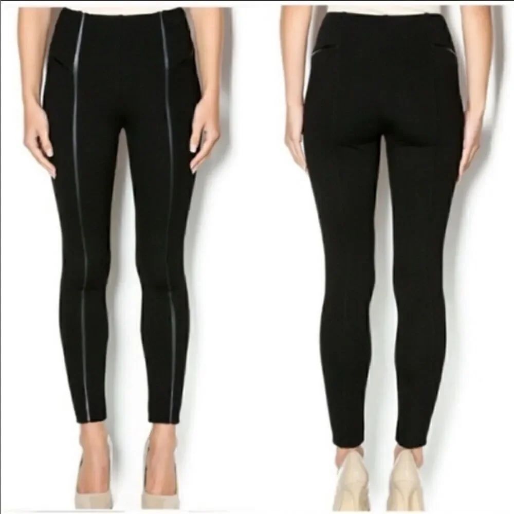 LYSSE Faux Leather Trim Ponte Legging-S